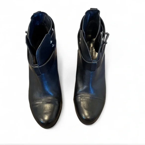 Rag & Bone Black Leather Moto Ankle Boots Size 6 EU 36 Handmade in Italy - Picture 4 of 15
